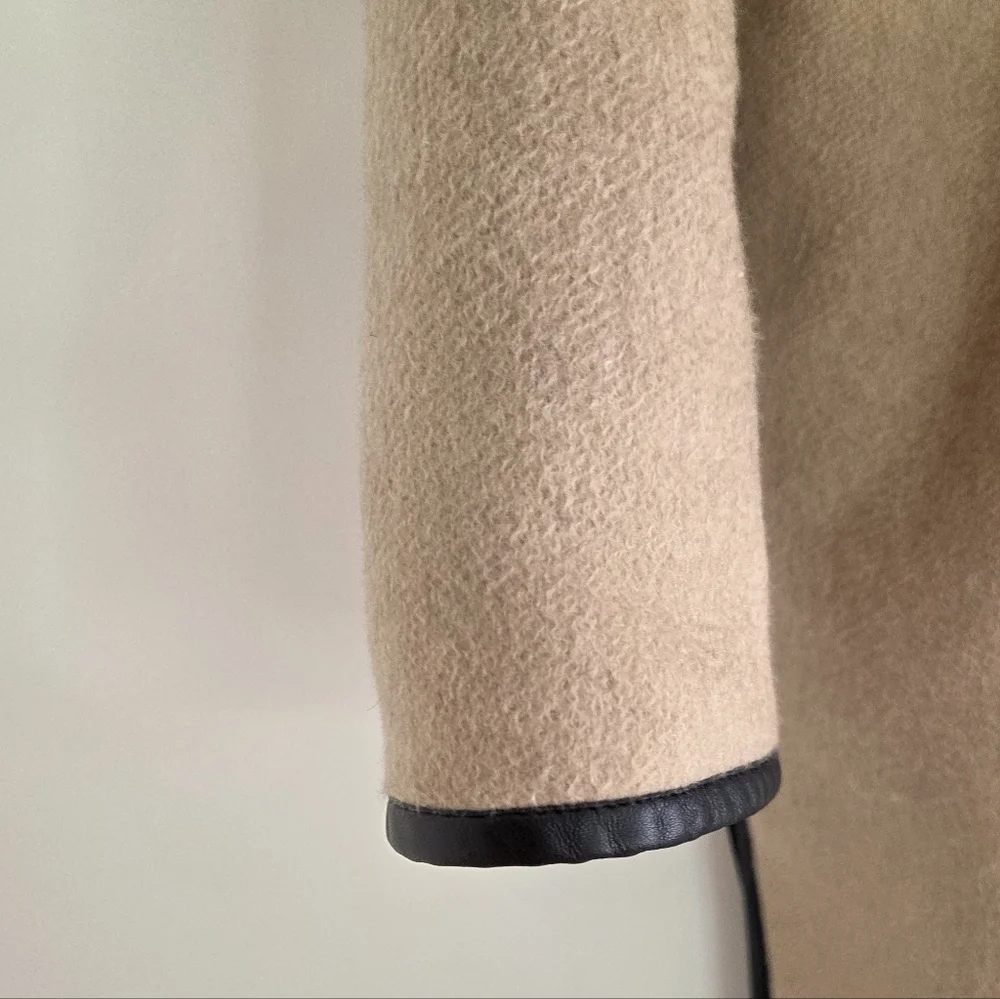 J. Crew Poncho Cashmere Piping Quarter-Zip Mock-Neck Mid-Length Sand Medium - Picture 5 of 9